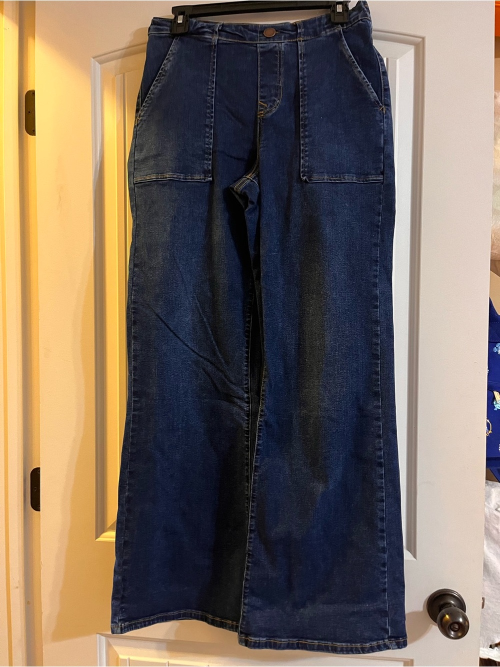 DG2 by Diane Gilman Dark Blue Wide Leg Flare Jeans women